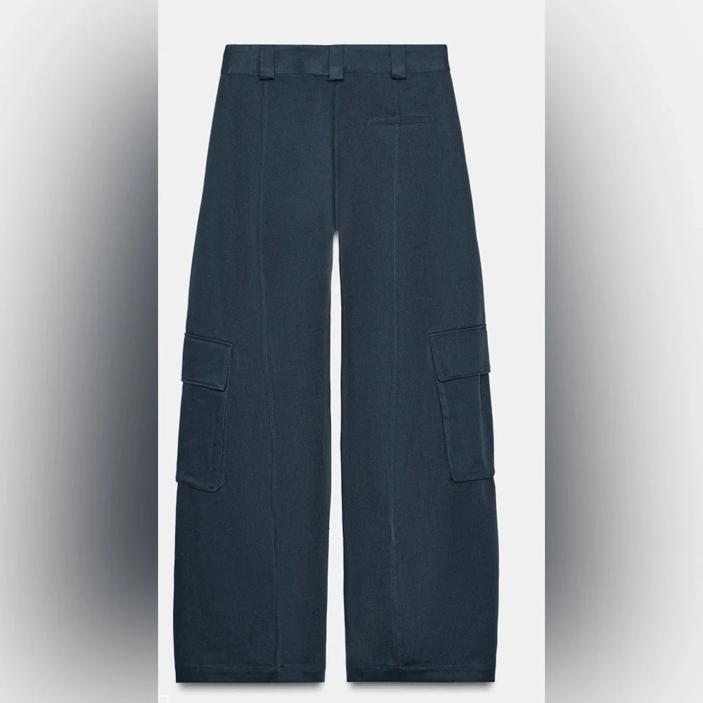 Zara pants Women's Mid rise Navy Wide-Leg Pants Xs (but feels like Small) - Picture 3 of 3